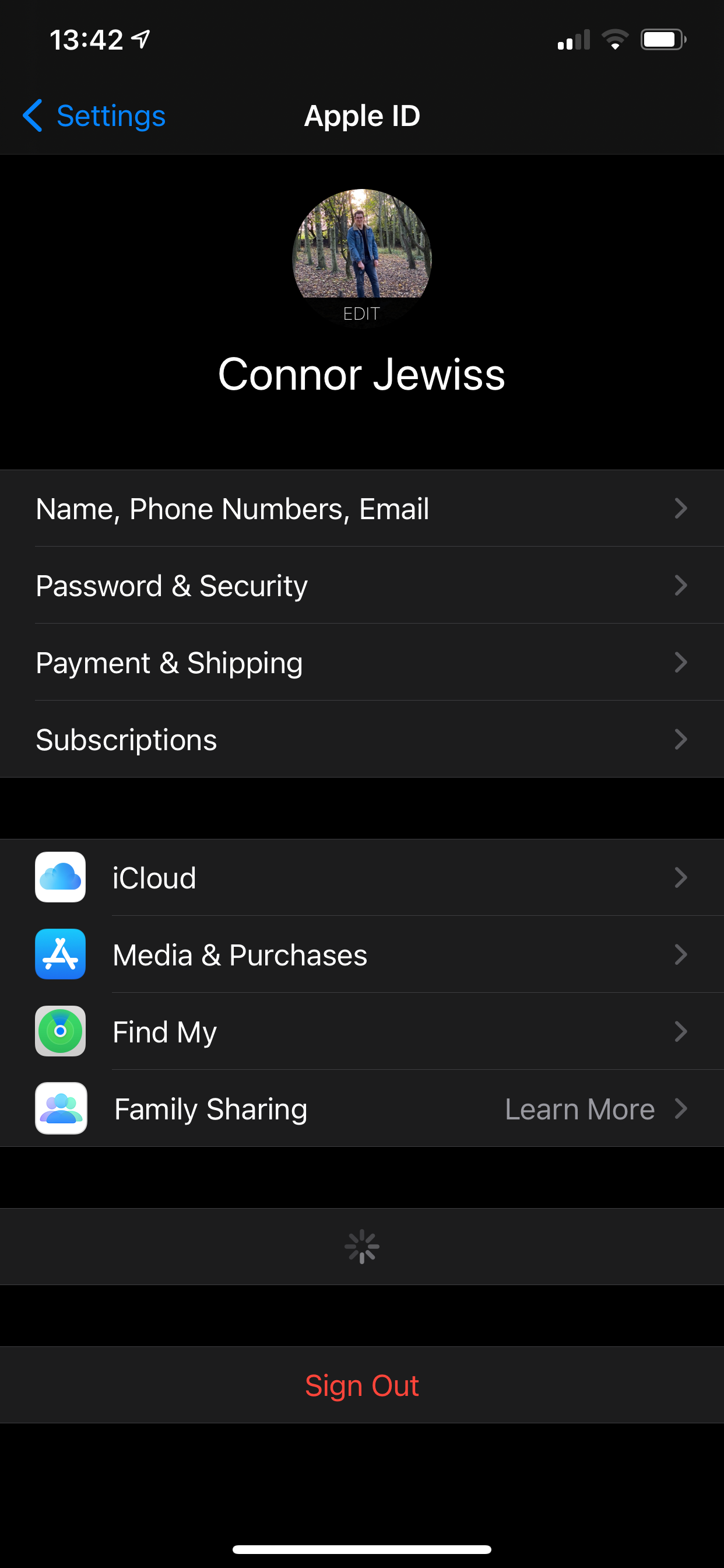 Screenshot of iCloud settings on iPhone.