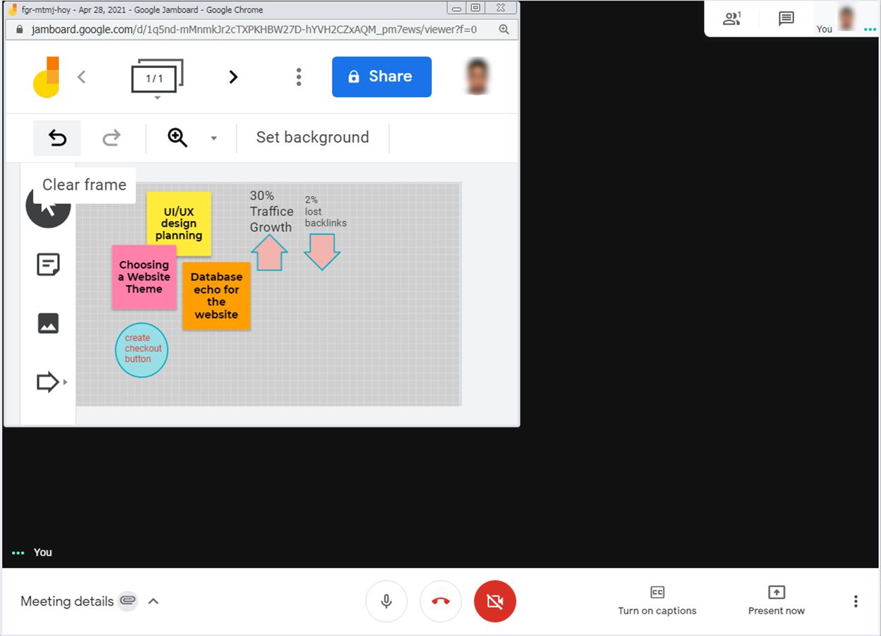 Live Video Meeting on Jamboard