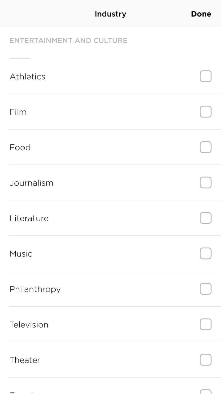 Mobile screenshot of industry verification, Raya dating app