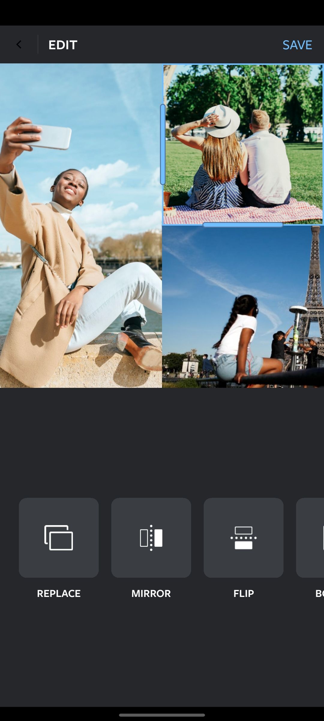 instagram layout select photo page