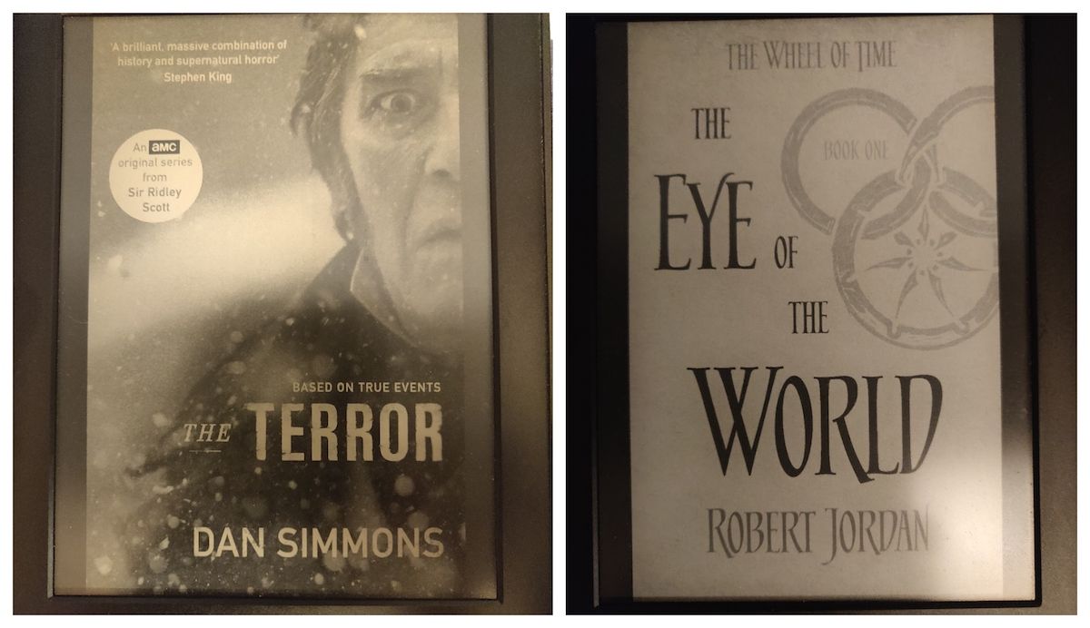 Two different Kindle covers one of The Terror and the other of The Eye Of The World