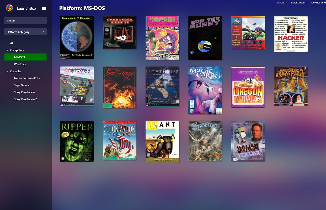 Launchbox MSDOS games