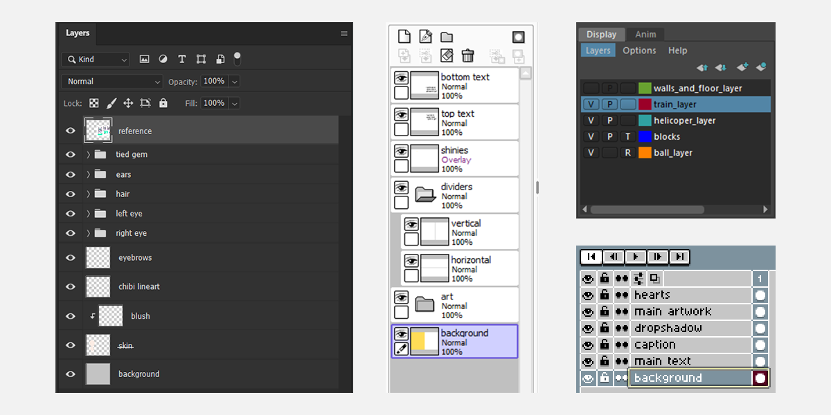 Naming layers in creative programs