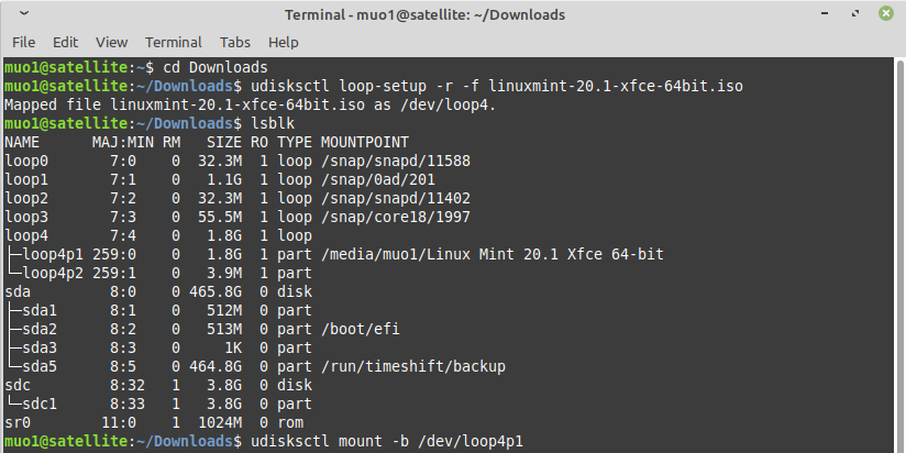Mounting a Disk Image in Linux With Udisks Command