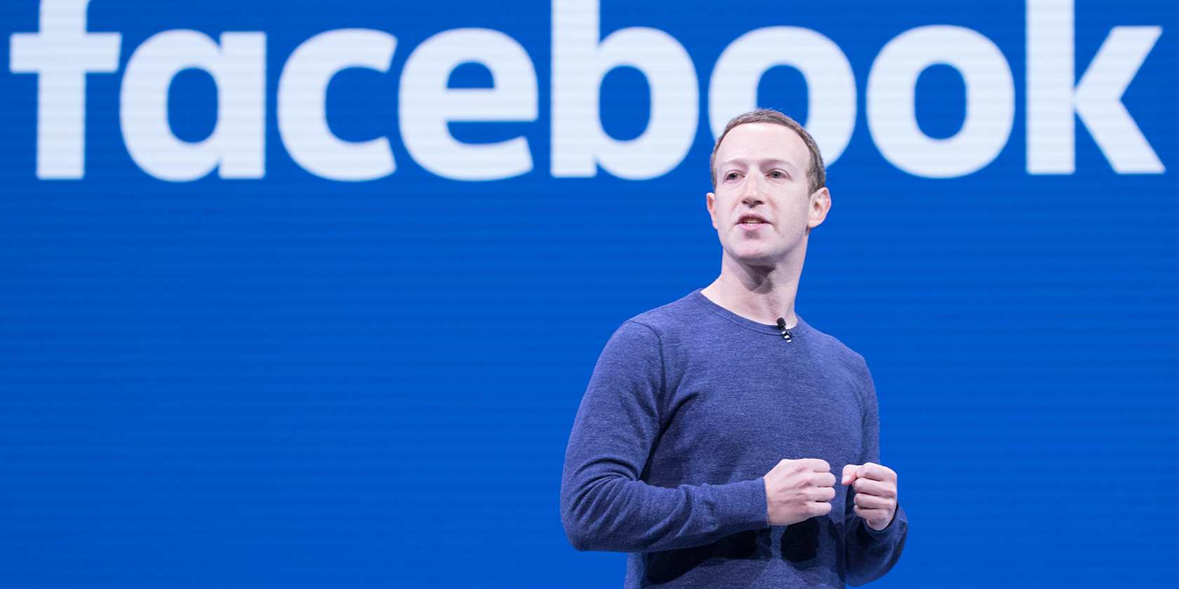 Mark Zuckerberg speaking at a Facebook event