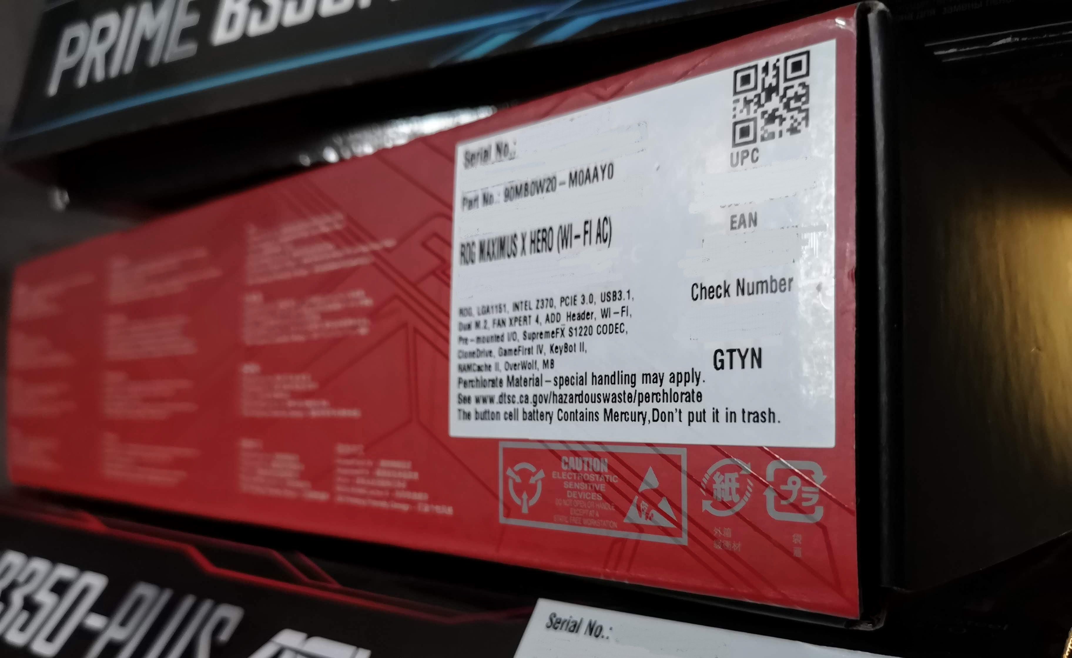 motherboard box information label with model