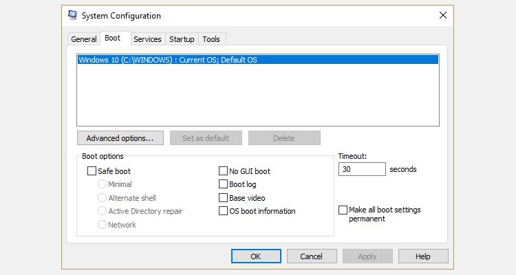 msconfig boot menu options - Come eliminare le vecchie opzioni del menu di avvio su Windows 10