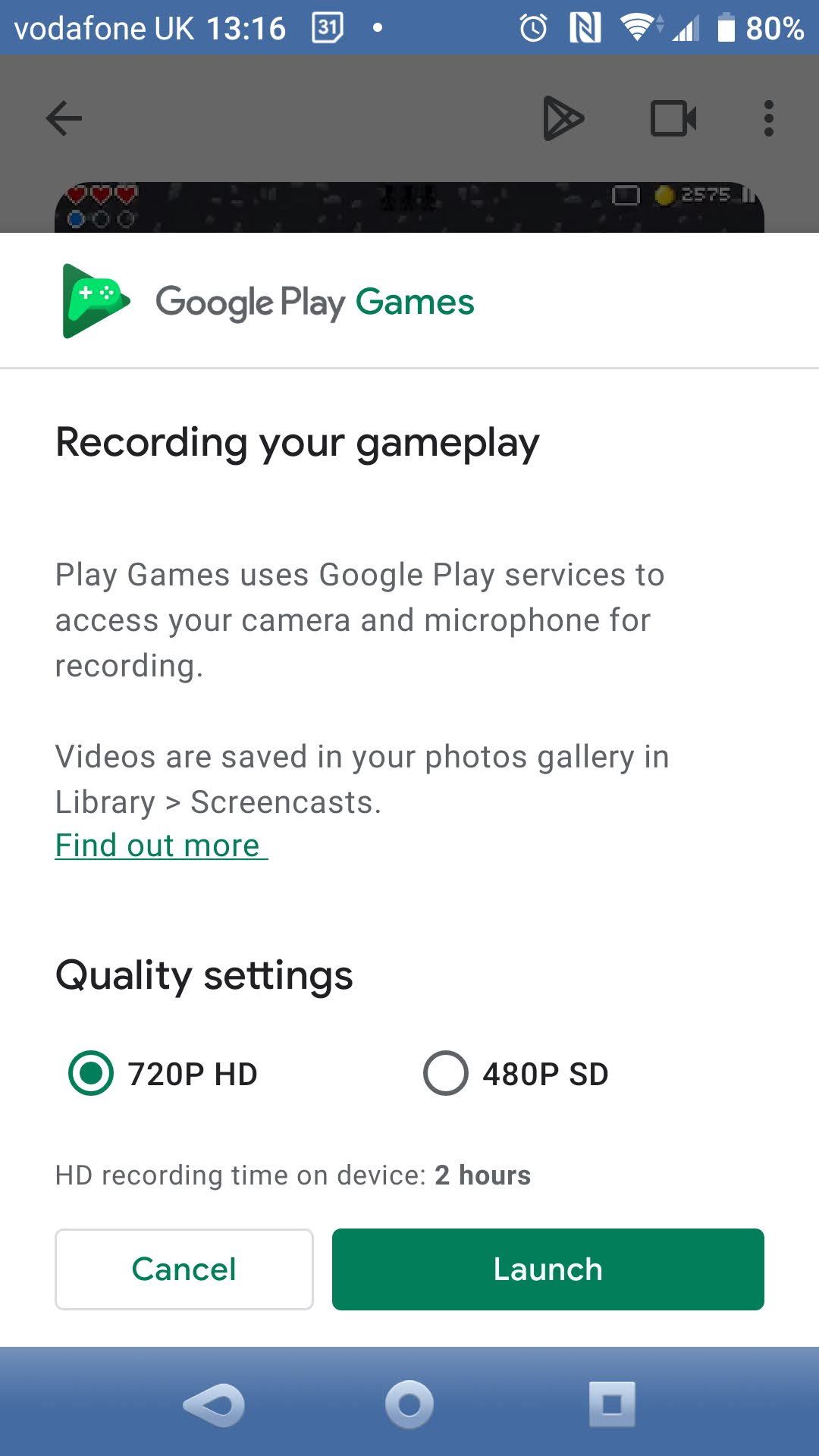 Choose the video quality settings