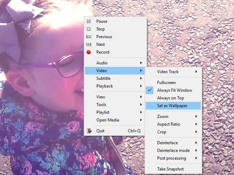 Set a video wallpaper on any desktop with VLC Player