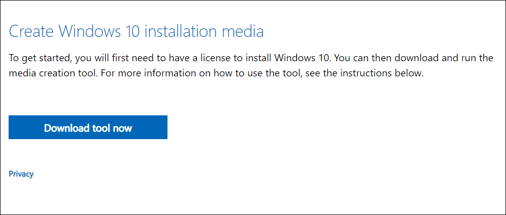 Télécharger le support d'installation de Windows 10