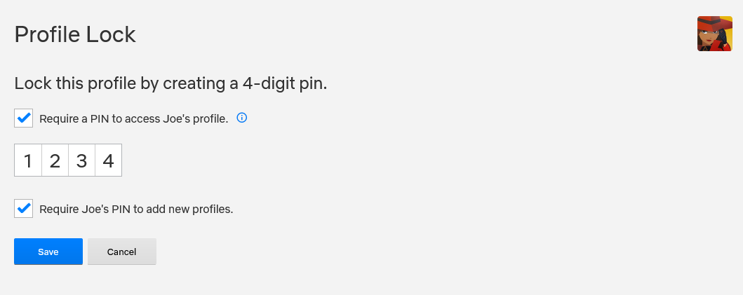 netflix profile lock