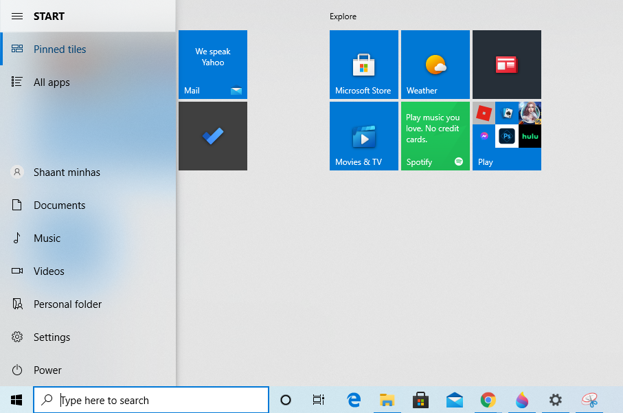 new folders in start menu