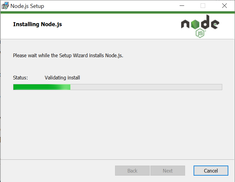 Node.js installation in process