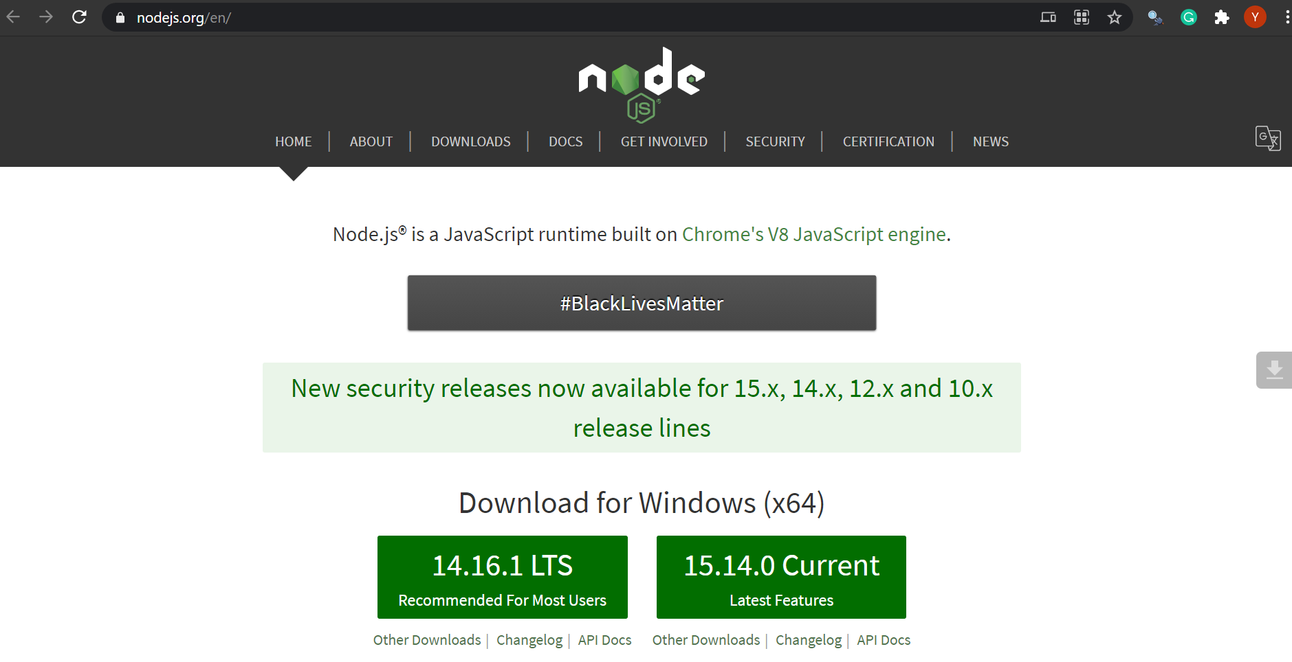 Node.js official website