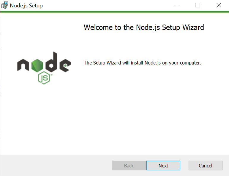 Nodejs welcome window