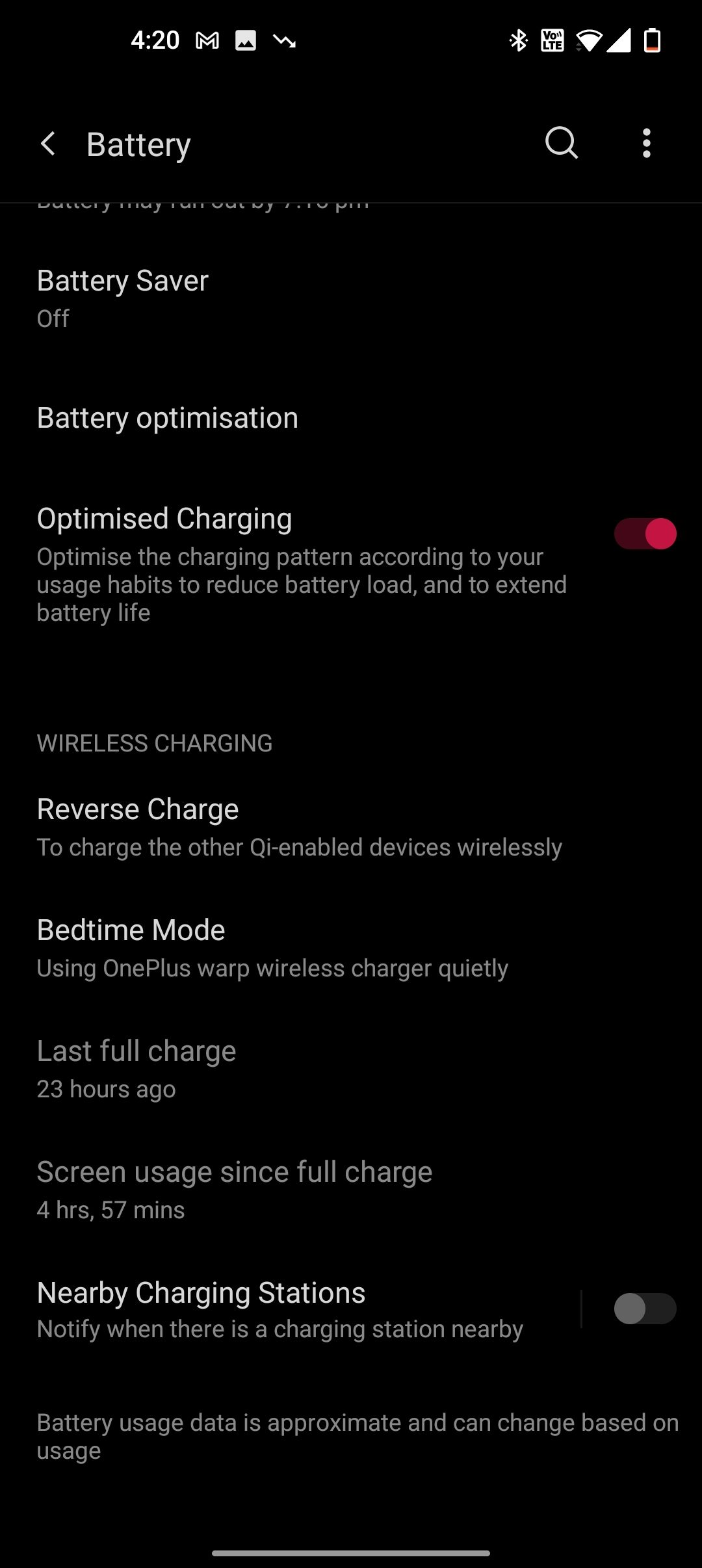 OnePlus 9 Pro battery stats