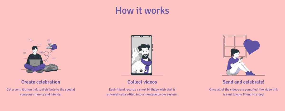 It's Your Bday is a free browser-based app to record birthday videos separately and stitch them into one video