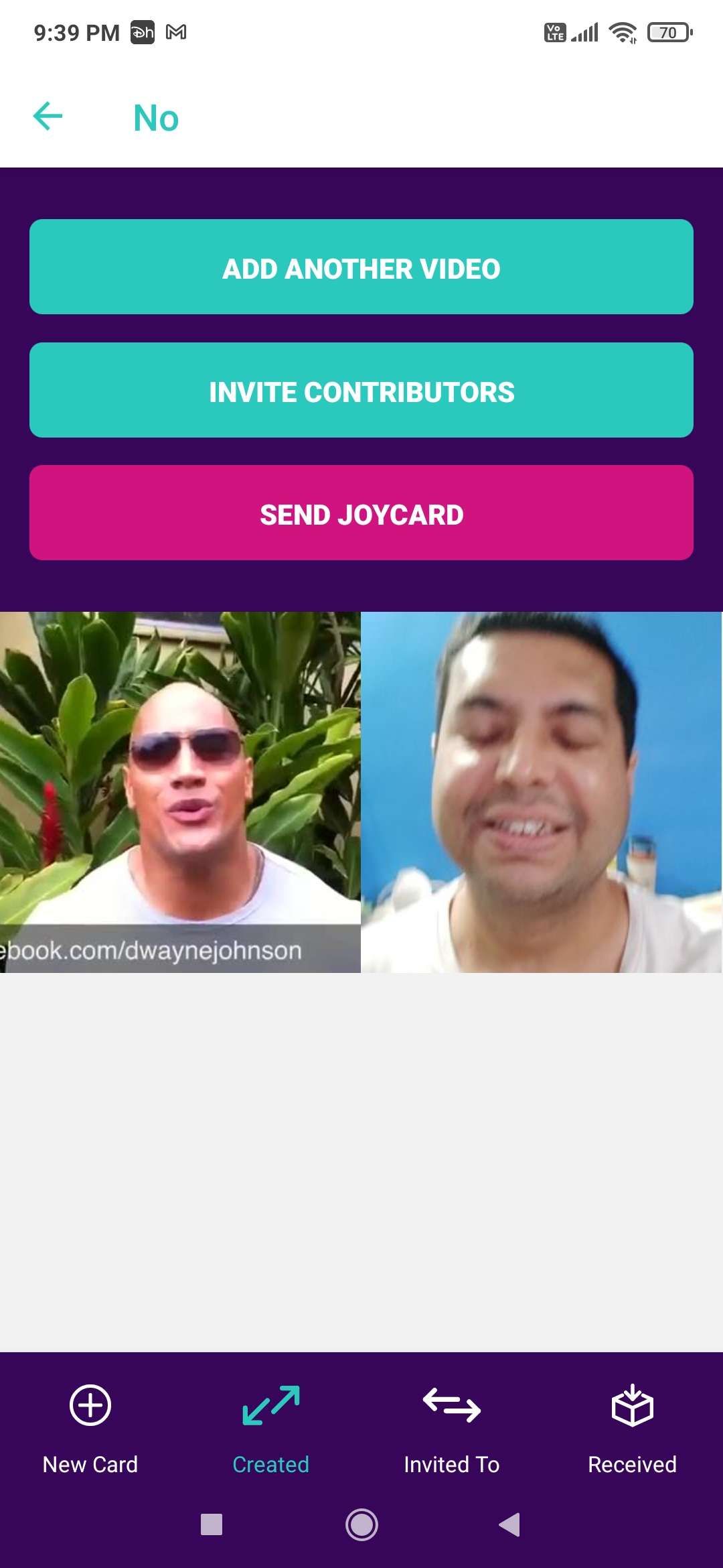 Joycards are saved in the app for sender and recipient, and can be downloaded by the recipient