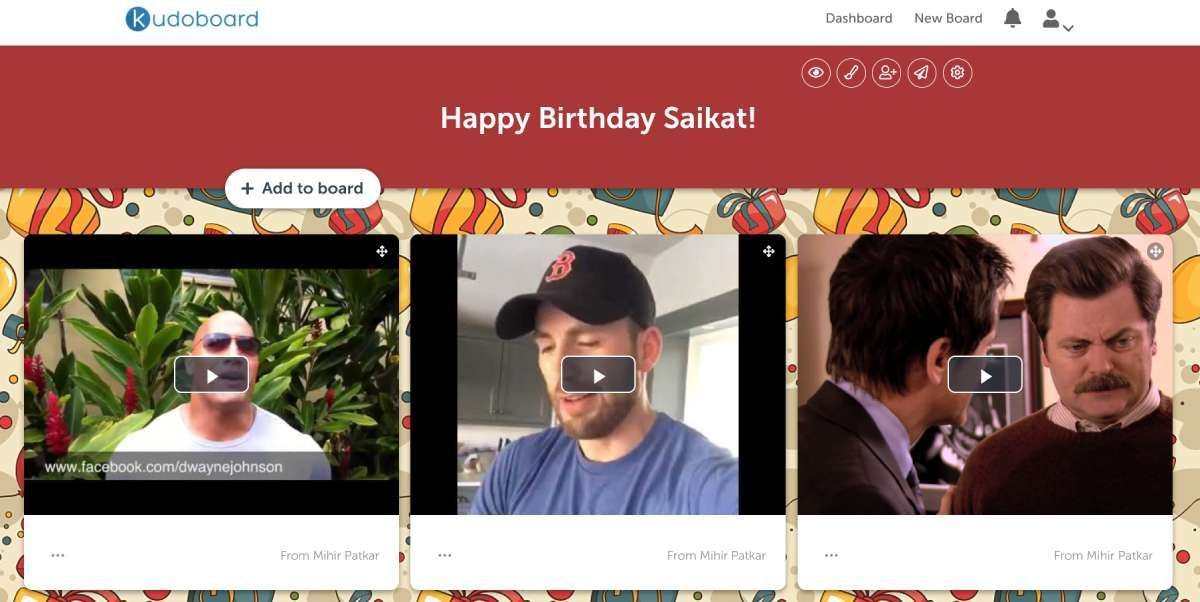 Kudoboard lets you make a mini-site for people to send video, image, or GIF messages for any celebration