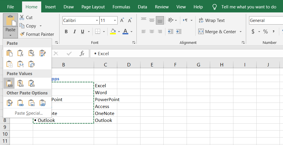 Excel Paste List Into Different Cells