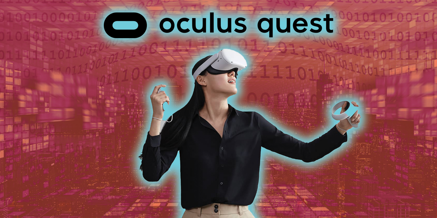 person using oculus quest two in a virtual reality environment