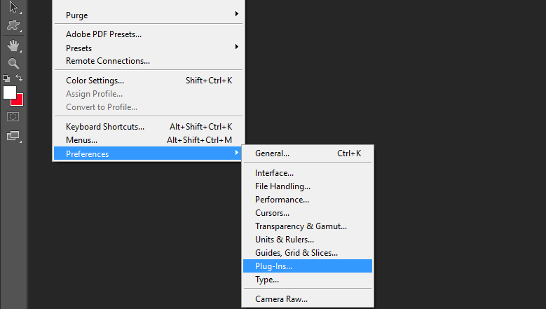 Photoshop plugin preferences