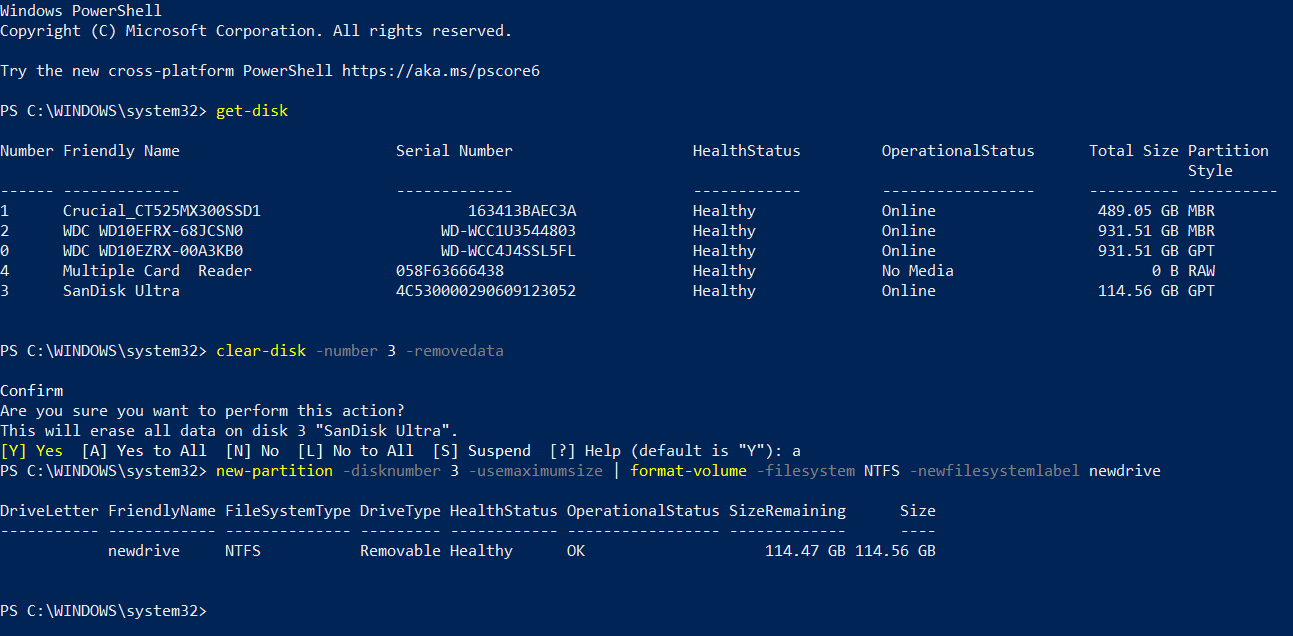 powershell new partition command