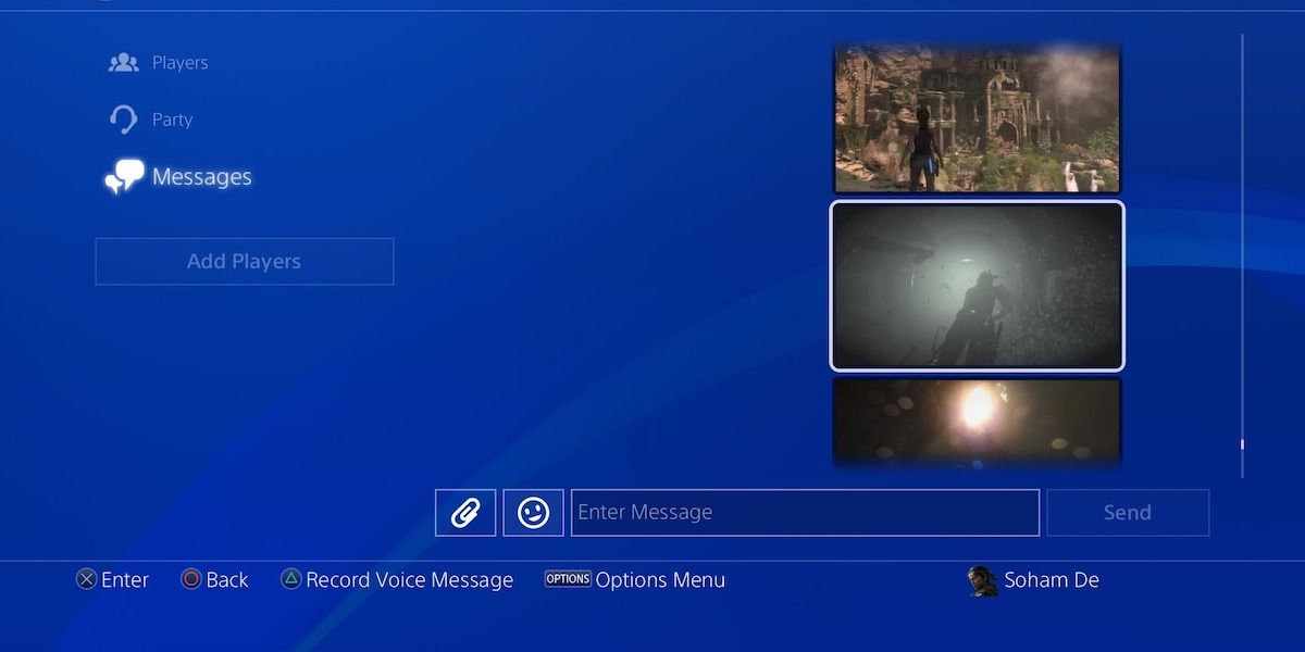 A chat thread on PlayStation Messaging on PS4.