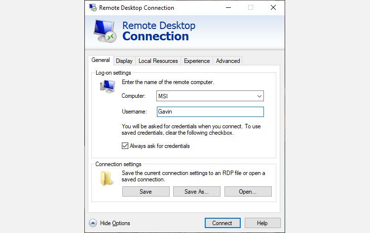 remote desktop connection windows 10