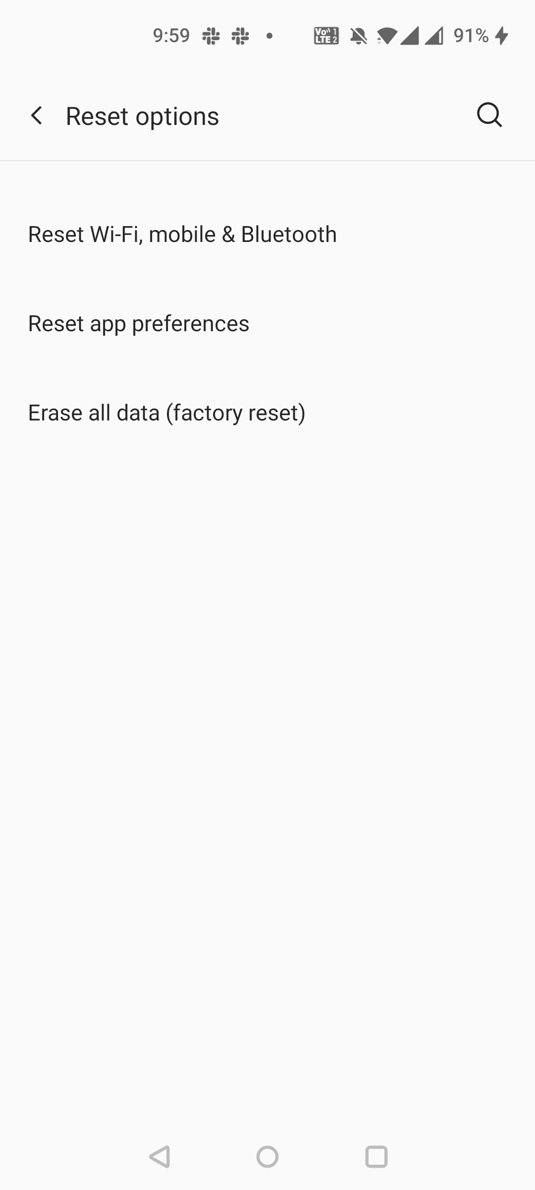 Reset an Android device