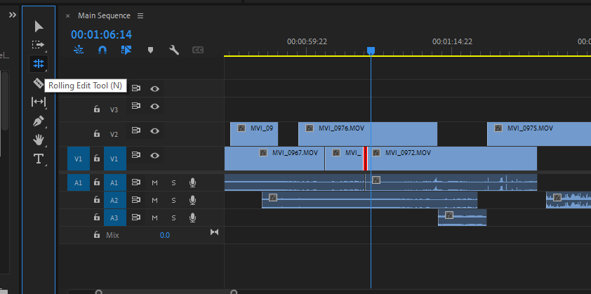 rolling edit tool - I 5 strumenti più utili in Adobe Premiere Pro