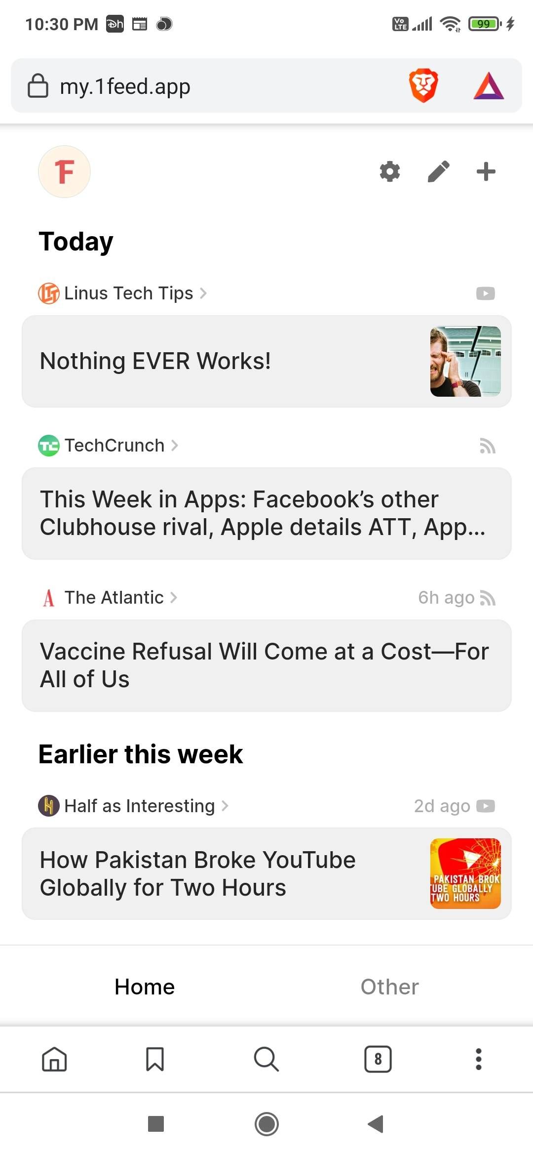 1feed is a fast and minimalist mobile-friendly RSS reader in the browser