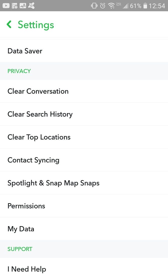Snapchat privacy settings