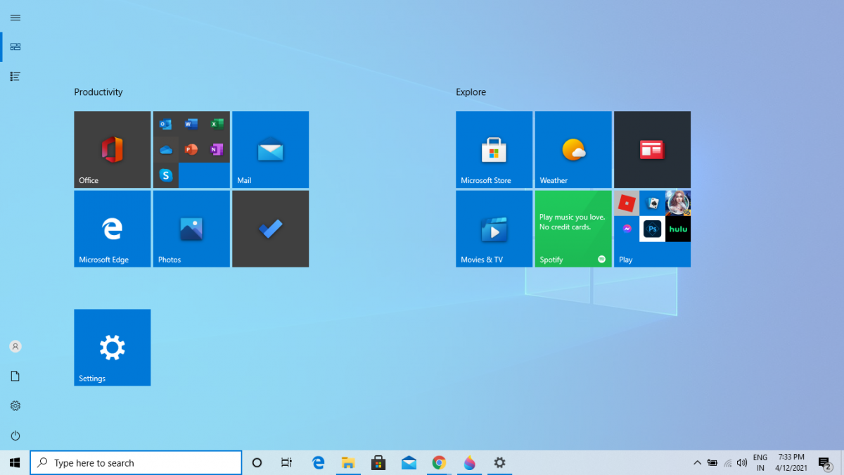 set start menu to full screen