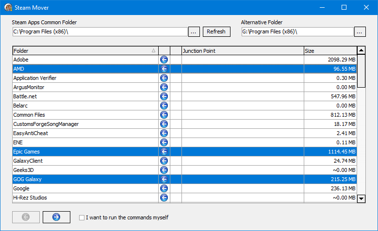 Moving program. Application to transfer from program to program.