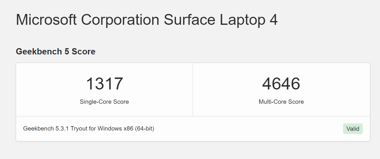 surface laptop 4 geekbench 5 test score - Recensione di Surface Laptop 4 (13,5 pollici): se non è rotto, non aggiustarlo