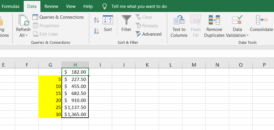 A one variable Data table in Excel will have either a column or a row.