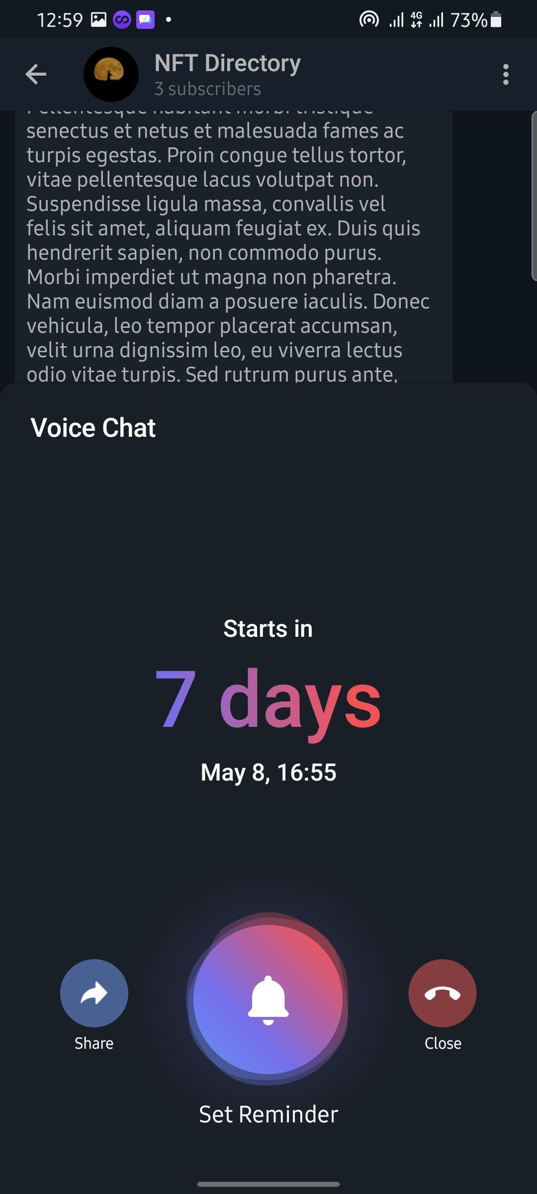 telegram voice chat set reminder