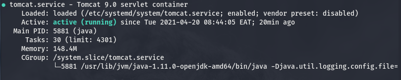Eine Schritt-für-Schritt-Anleitung zur Installation von Apache Tomcat 9 Linux - tomcat9 status running