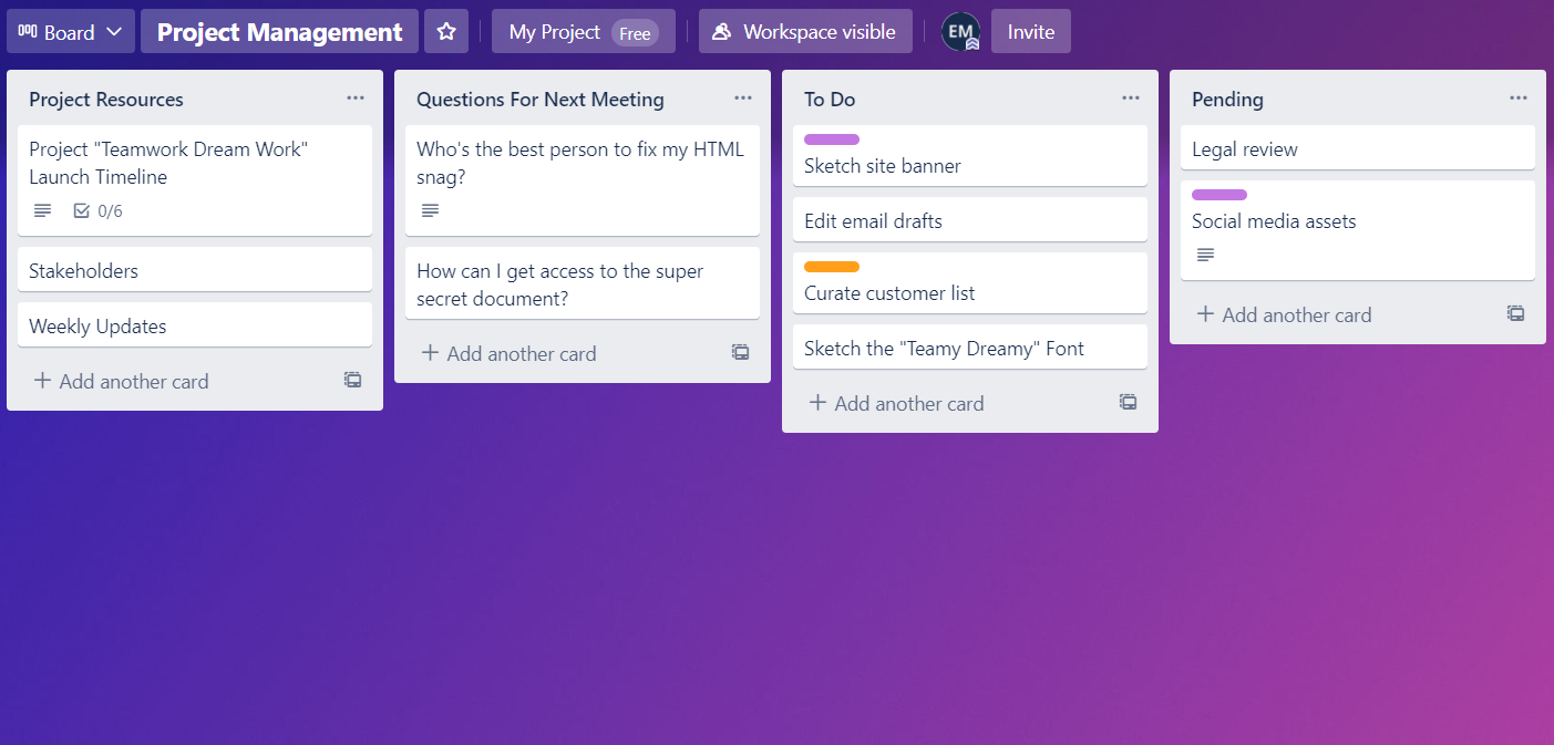 Notion Vs Trello: Welche Produktivitäts-App sollten Sie 2021 verwenden? - trello board example 1