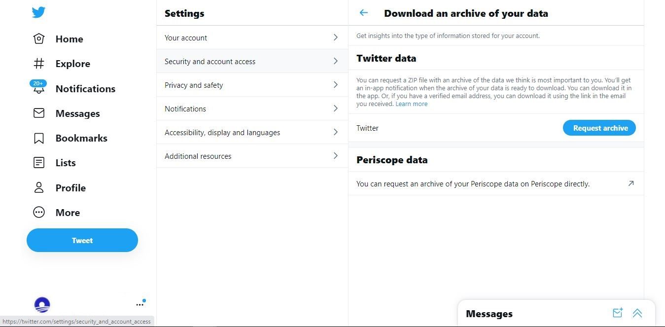 twitter download archive page - Come scaricare una copia di tutti i tuoi dati di Twitter