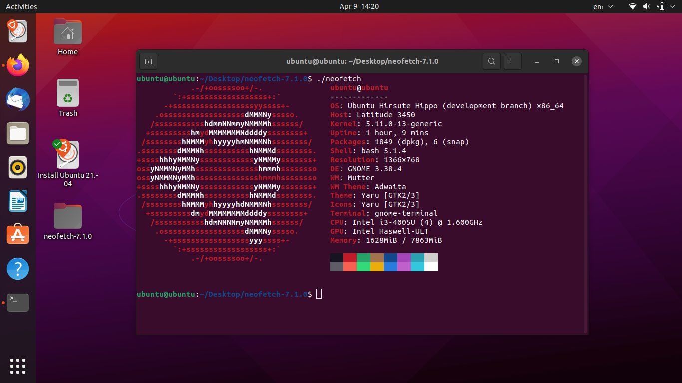 ubuntu 2104 neofetch - Cosa c’è di nuovo in Ubuntu 21.04 Hirsute Hippo? Installazione e impressioni