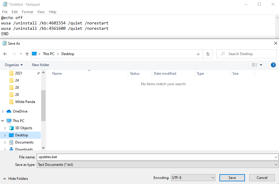 Uninstall Updates with a Batch File
