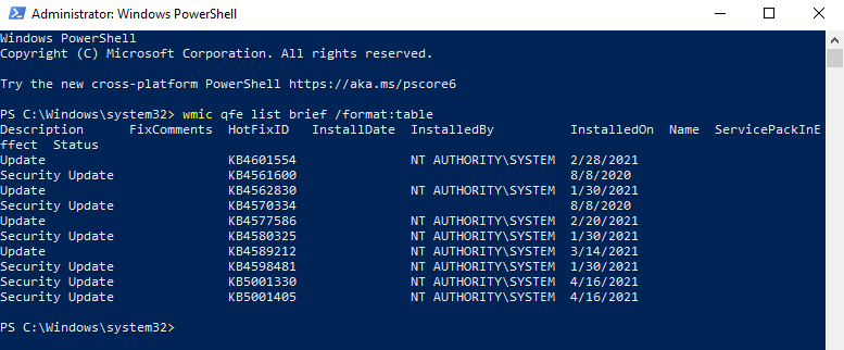 windows powershell uninstall updates