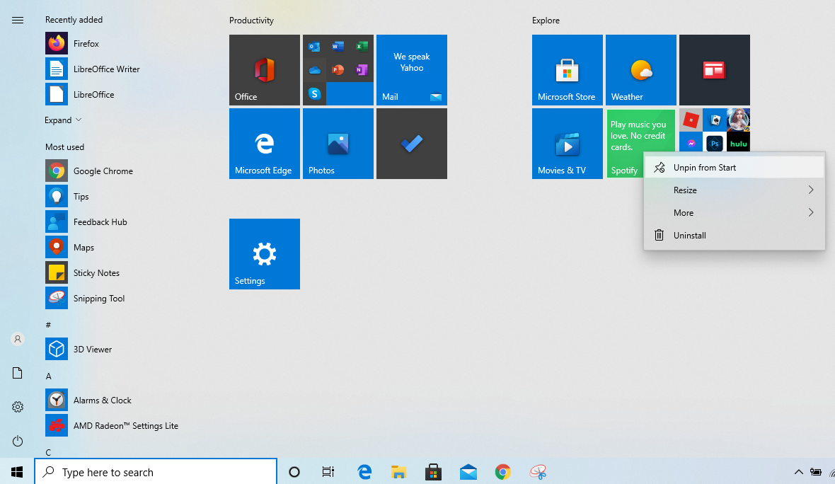 14 Möglichkeiten zum Hacken und Anpassen des Windows 10-Startmenüs - unpin an app