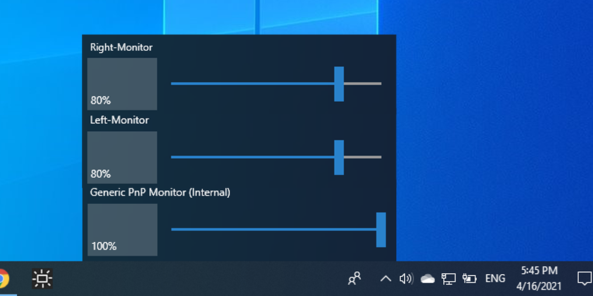 Monitorian menu in Windows 19