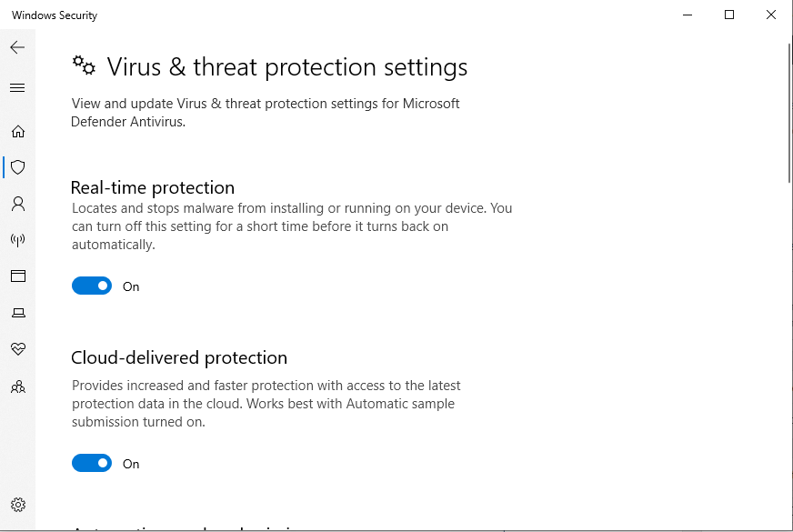 windows defender real time protection greyed out