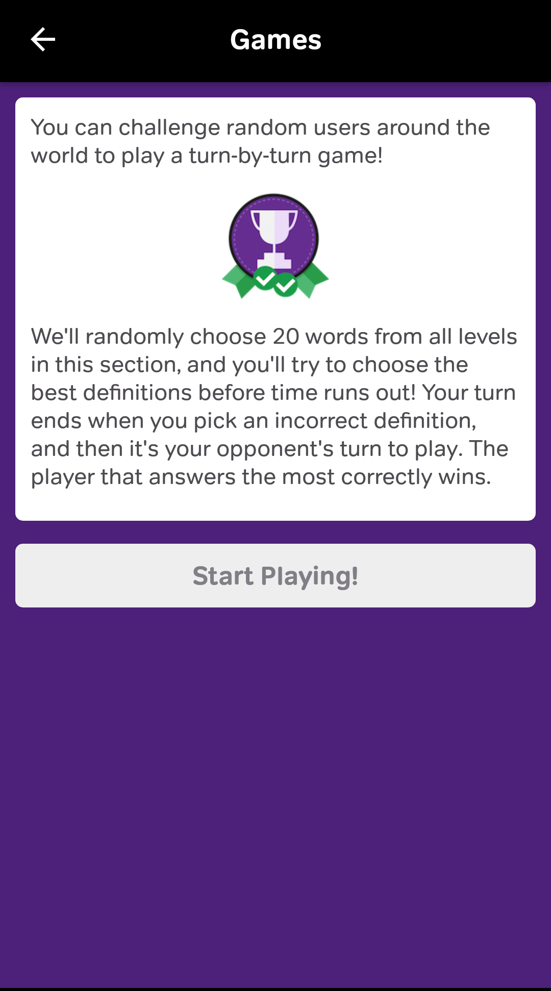 Vocabulary Builder Language Learning App Game
