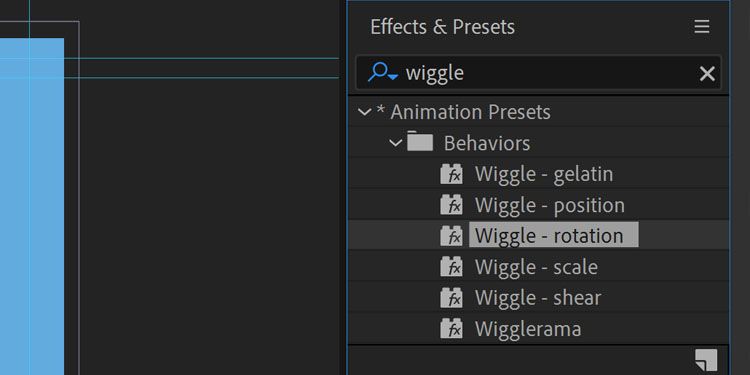 Wiggle rotation effect