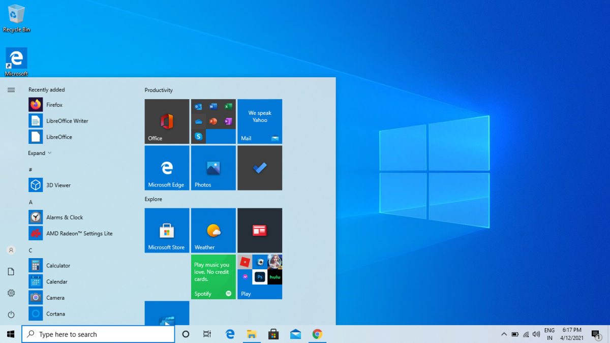 open the windows start menu